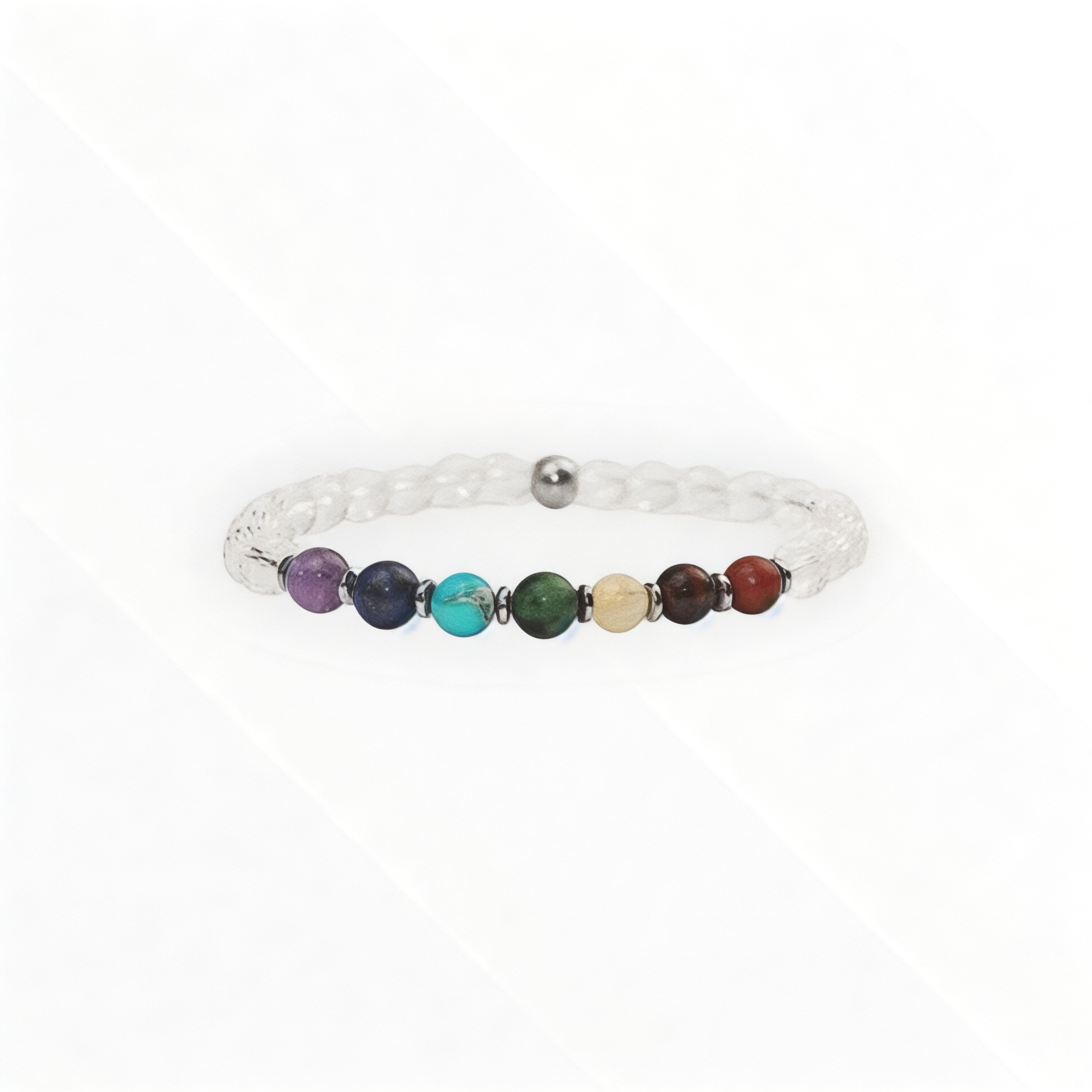 Bracelet "7 Chakras" Cristal de Roche facetté