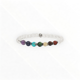 Bracelet "7 Chakras" Cristal de Roche facetté