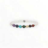 Bracelet "7 Chakras" Cristal de Roche facetté