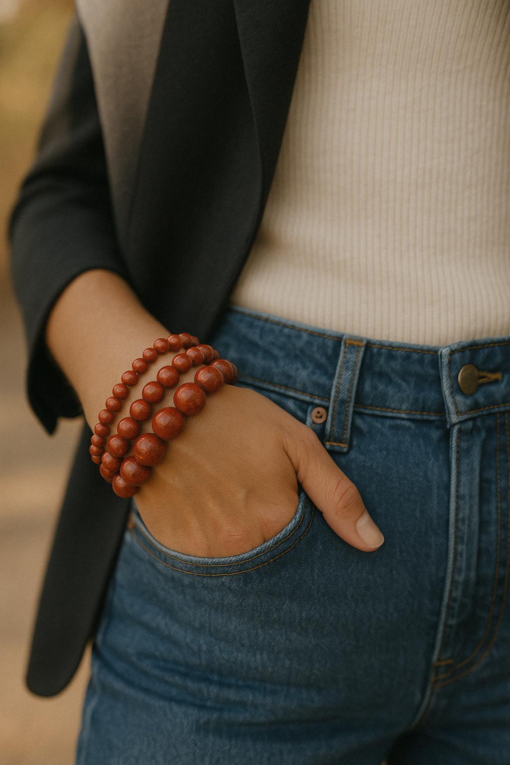Bracelet "Essentiel" Jaspe rouge