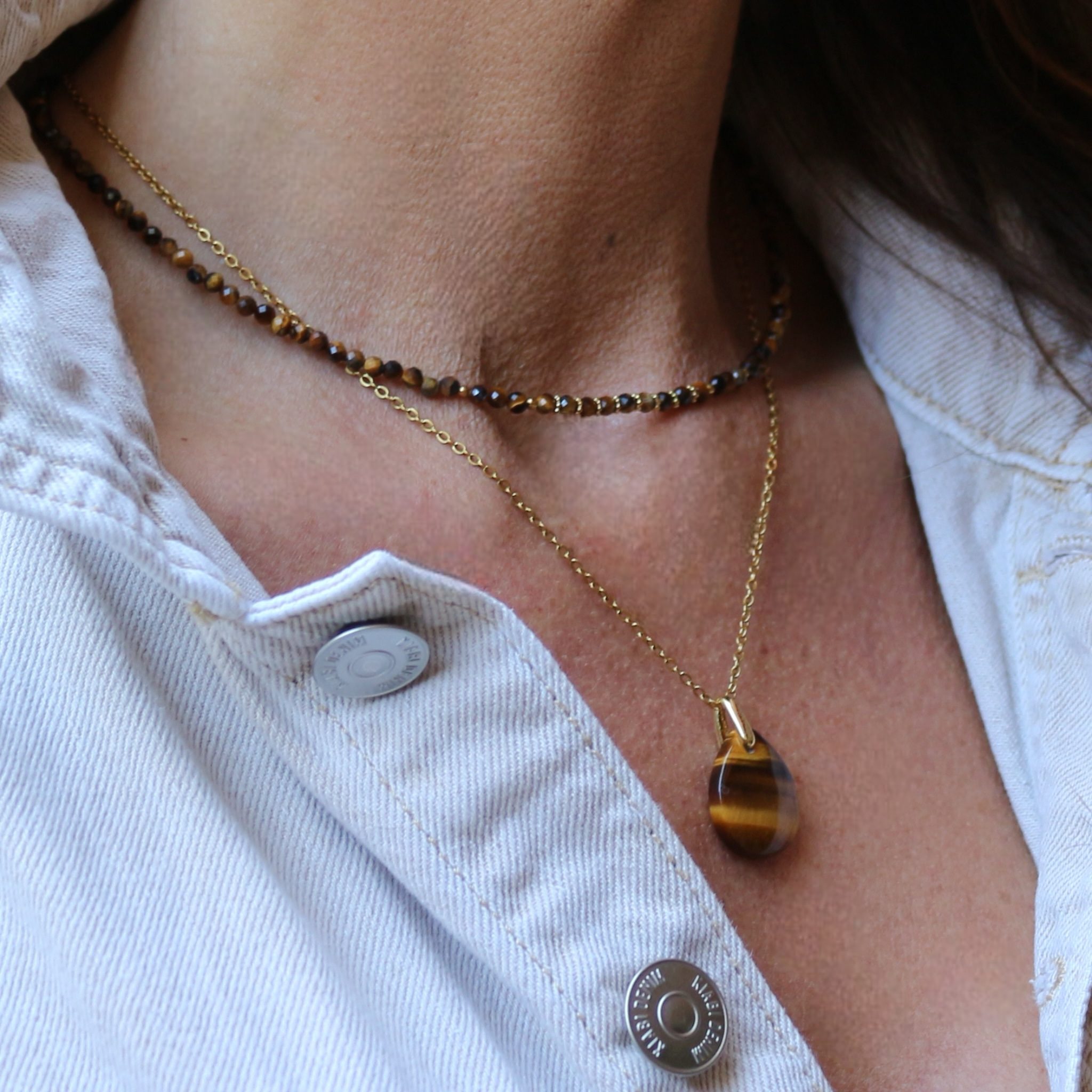 Pendentif Goutte Oeil de Tigre