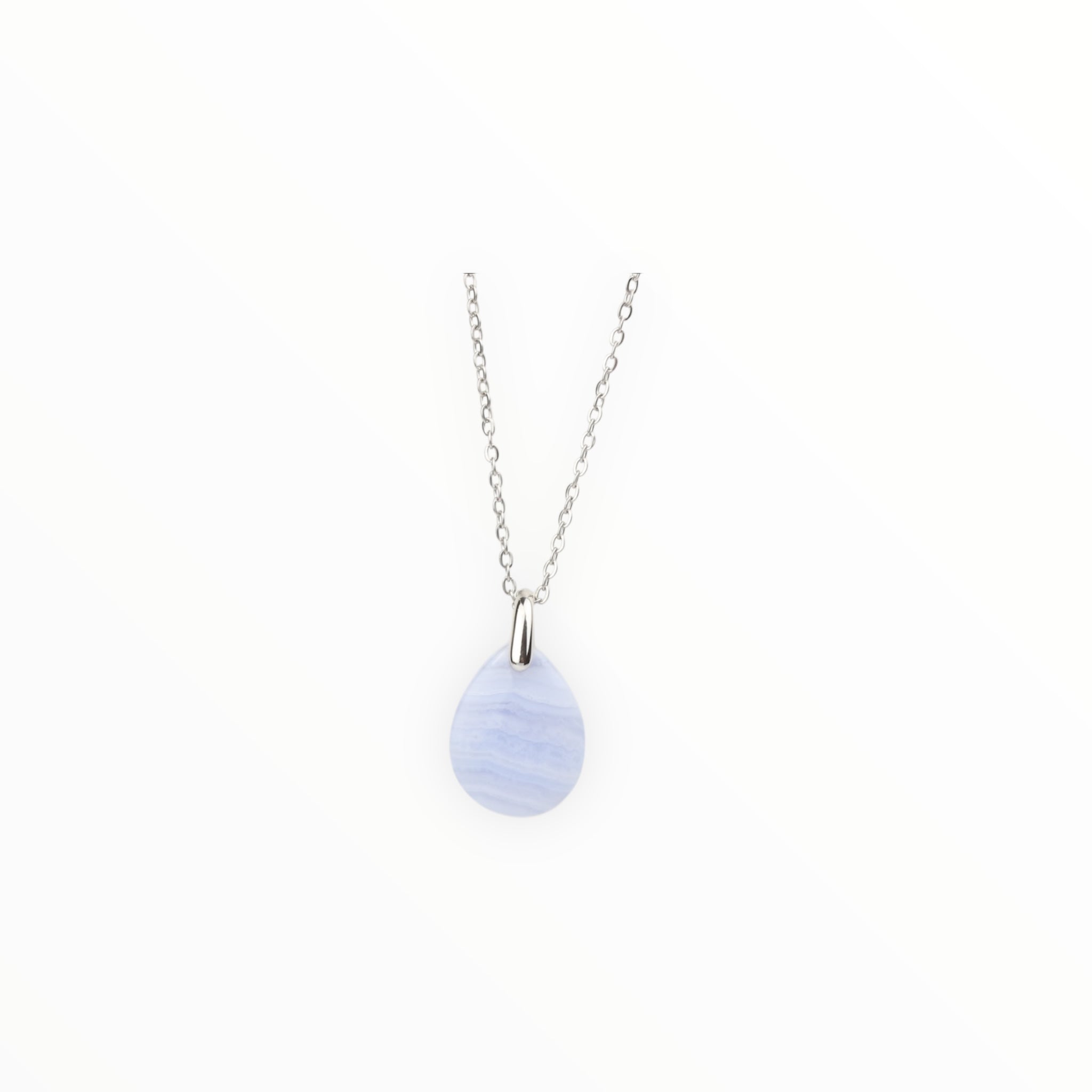 Pendentif Goutte Calcédoine bleue