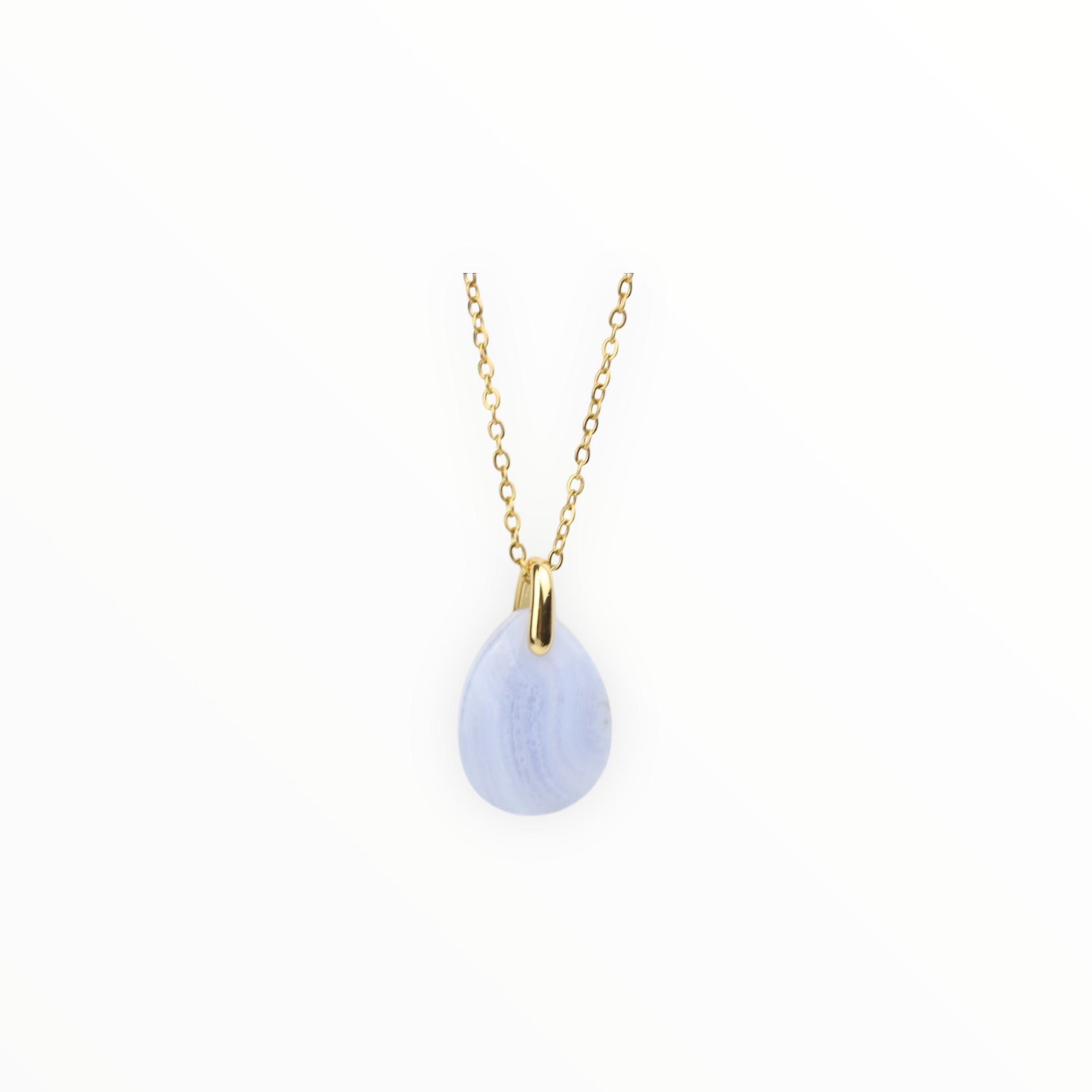 Pendentif Goutte Calcédoine bleue