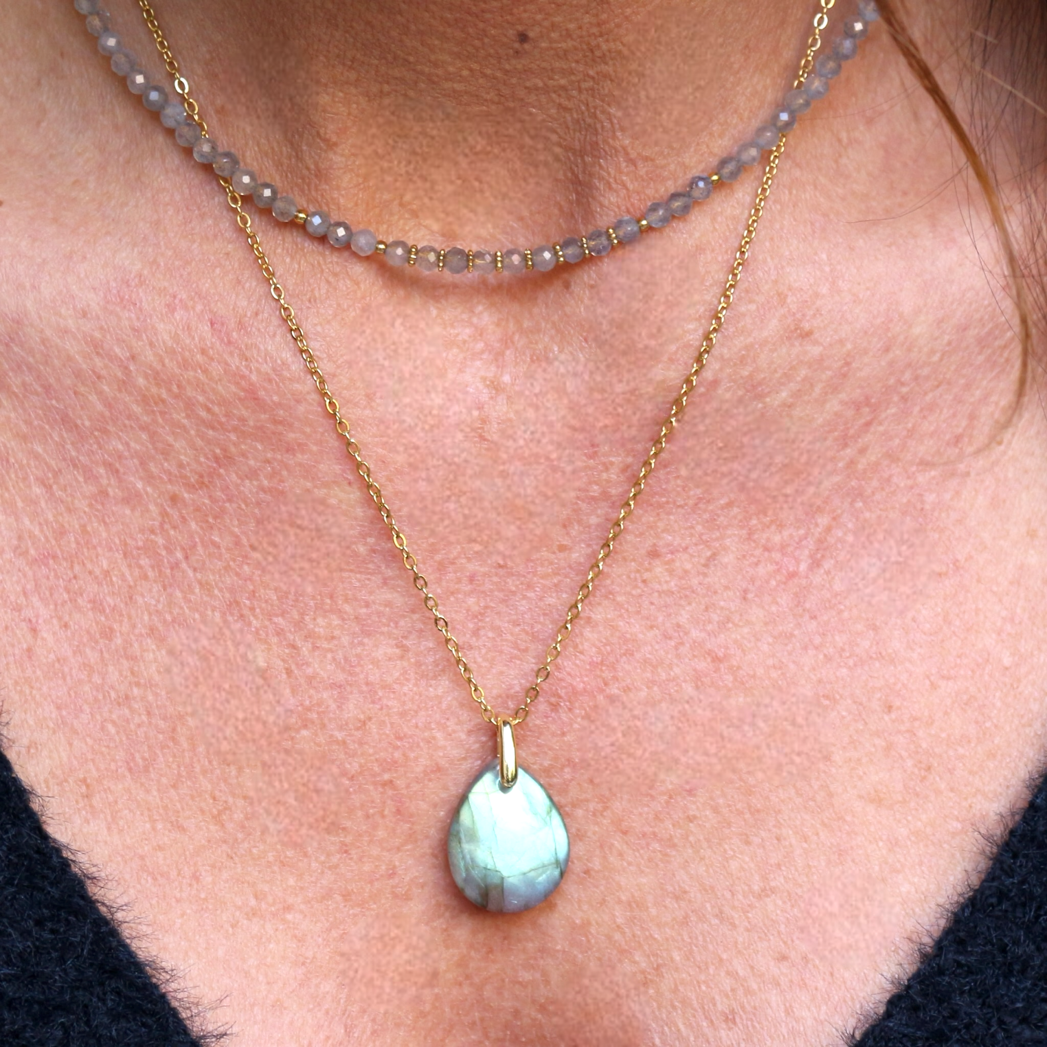 Pendentif Goutte Labradorite