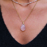 Pendentif Goutte Quartz Rose